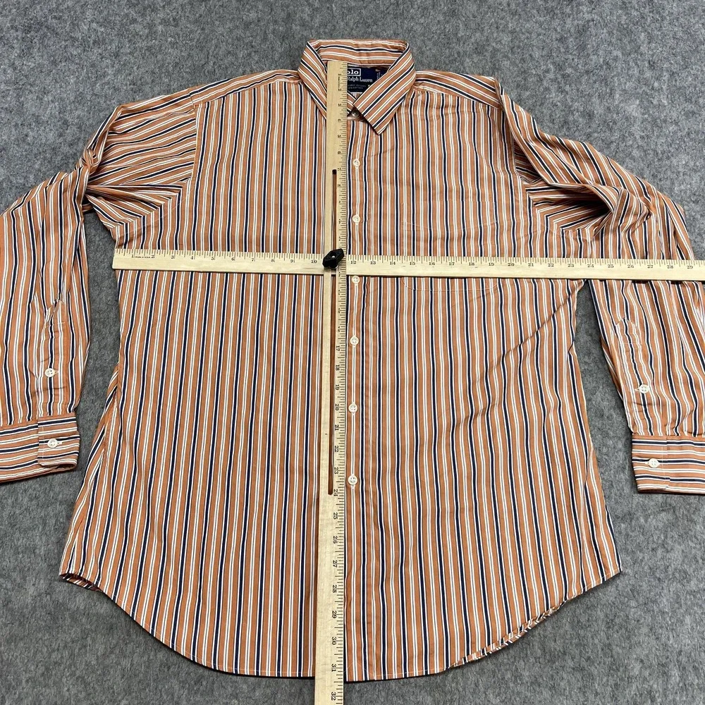 Polo Ralph Lauren Shirt Mens‎ L Orange Stripe Long Sleeve Button Curham Sport